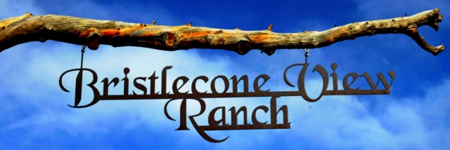ranch entry sign hanging blue sky