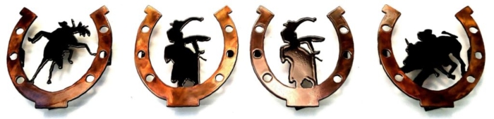 custom metal wall art horseshoes bronc riders