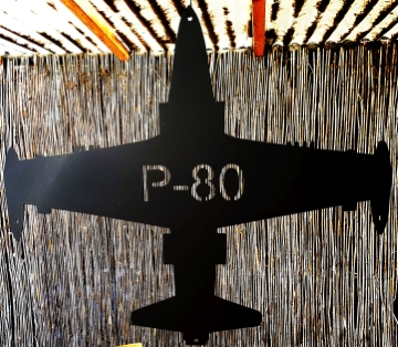 p80 military airplane metal wall art