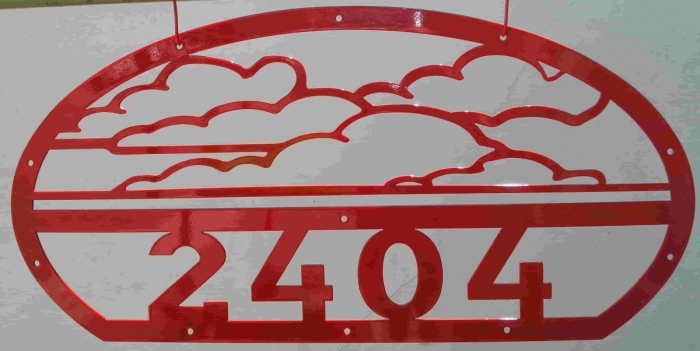 metal address sign clouds almost heaven