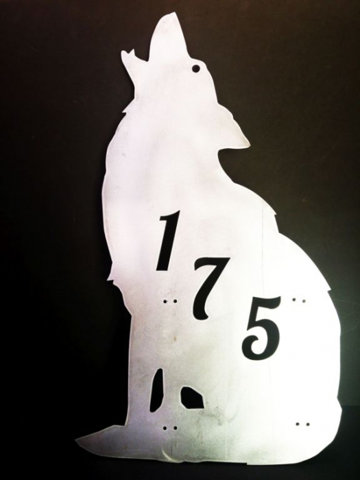 metal address sign coyote
