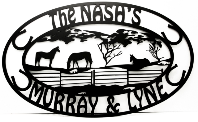 custom metal ranch sign horses