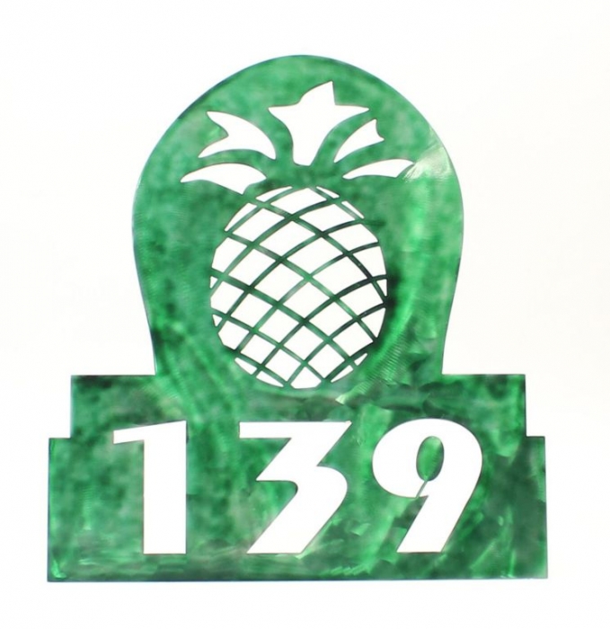 metal address sign pineapple