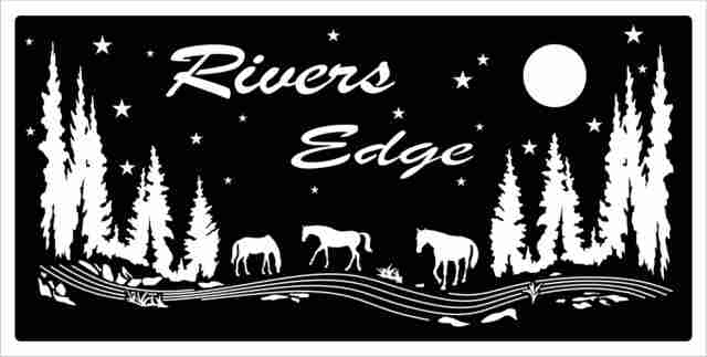 custom metal ranch sign horses trees